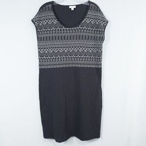J Jill Embroidered Cotton Tunic Shift Dress Womens‎ Medium Gray Boho Lagenlook